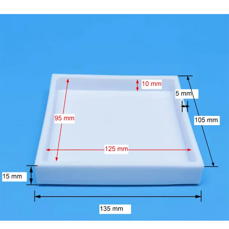 قطعة واحدة من صينية PTFE المخصصة مقاومة للأحماض والقلويات ومقاومة للتآكل ودرجات الحرارة العالية