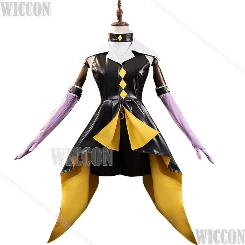 

Tsukiyomi Utau Dark Jewel Anime Shugo Chara Cosplay Costume Sexy Women Black Dress Prop Golden Wig Holloween Party RolePlay Suit