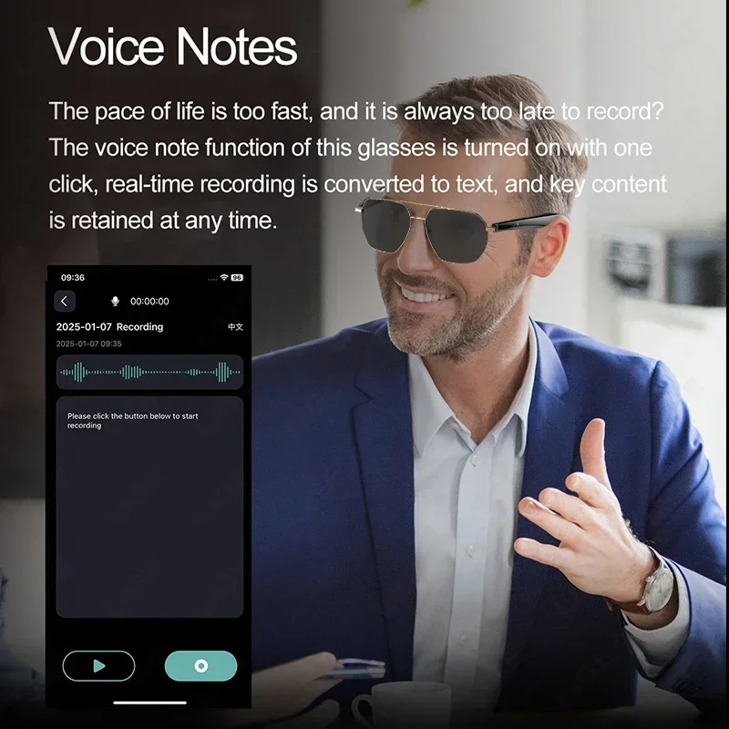 LIGE nuevas gafas inteligentes AI Bluetooth traducción en varios idiomas llamada de voz reproducción de música traductor gafas de sol para Android iOS