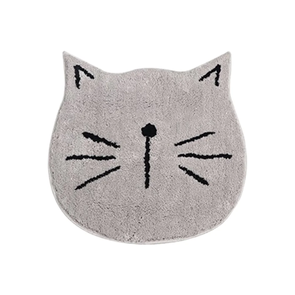 Cat Shaped Bathroom Mat 60x60cm Grey Non-Slip Water Absorption Bath Rug Bathroom Accessories Water Absorption Doormat - Image 3