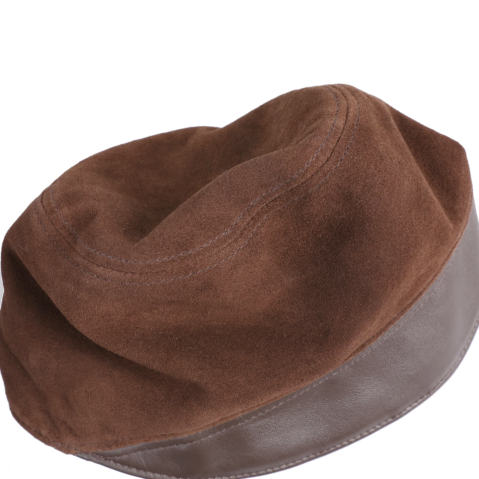 Genuine Suede Leather Bucket Hats for Women-Fashion Fishmen Real Leather Cap