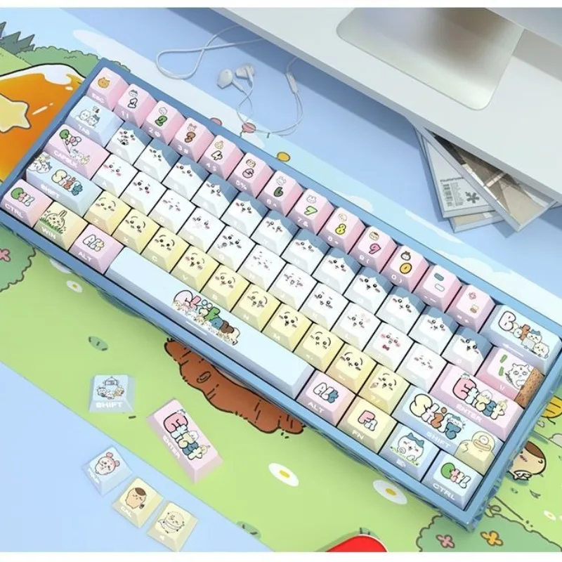 Cartoon Kawaii Keycap Sublimation Process PBT Material Ergonomics Wear-resistant Not Greasy Exquisitely Crafted Fresh Chiikawa