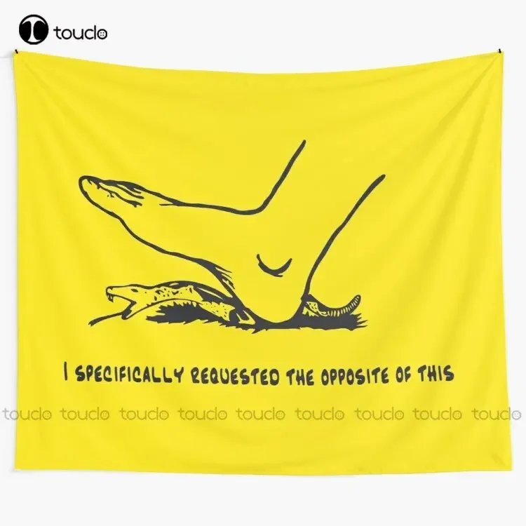 New I Specifically Requested The Opposite Of This - Don'T Tread On Me Parody Gadsden Flag With Snek - Yellow Version Tapestry