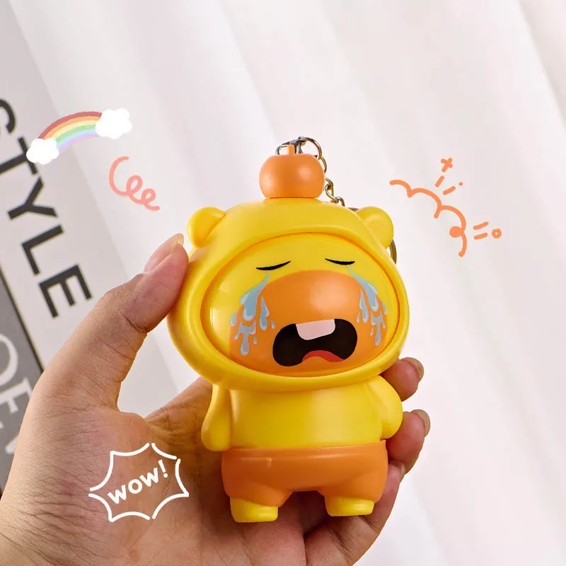 Funny Press Rotating Face Changing Capybara Toy Keychain Pendant Kids Stress Relief Face Changing Doll Desktop Ornament