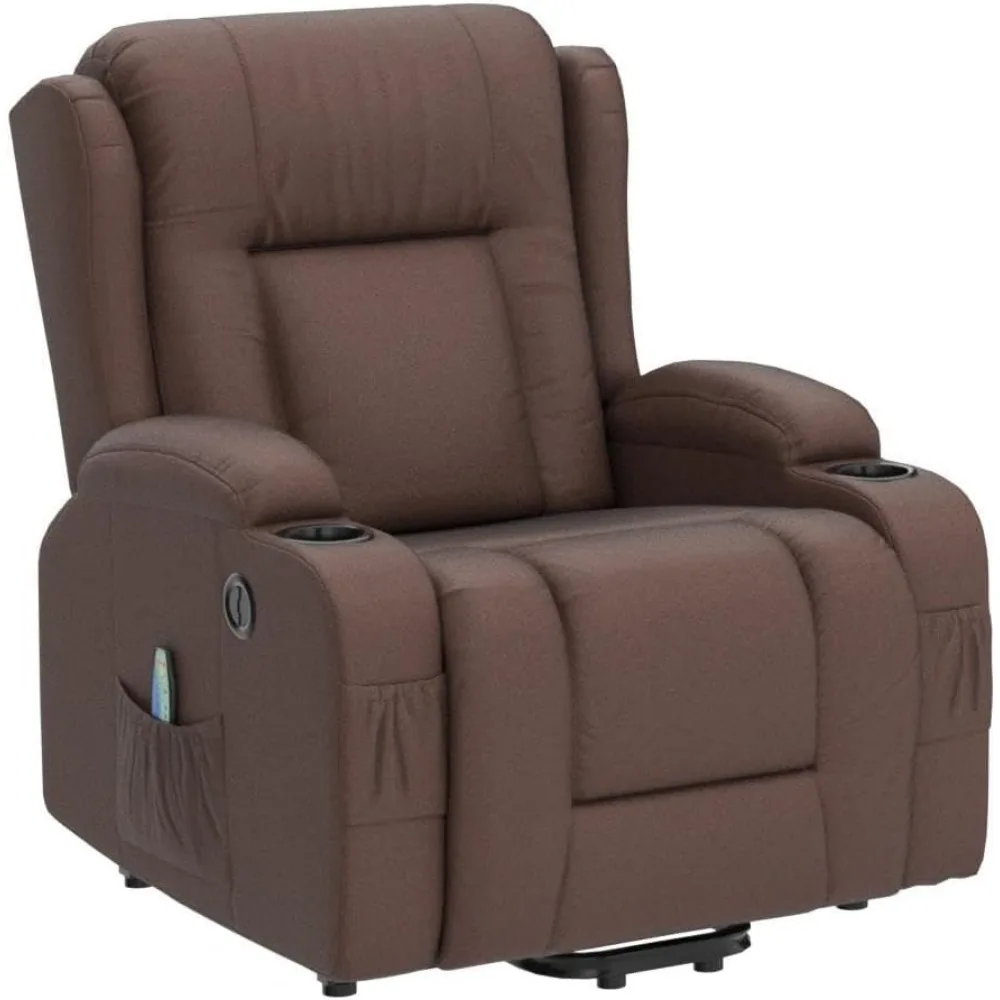 Modern Linen Electric Power Lift Chair, Recliner Massage Chair, Adjustable Furniture for Back, Legs w/ 3 Positions