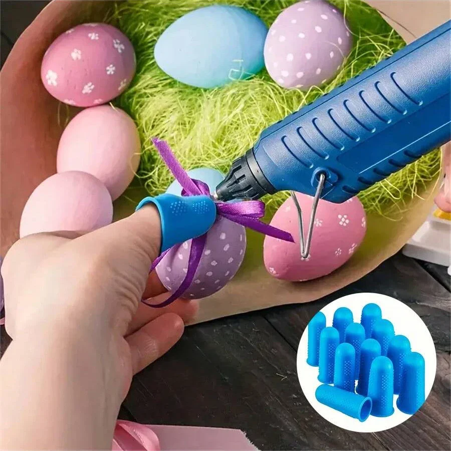 12Pcs Silicone Hot Glue Gun Finger Covers Anti-cut Heat Resistant Finger Sleeves Cooking Kitchen Tools