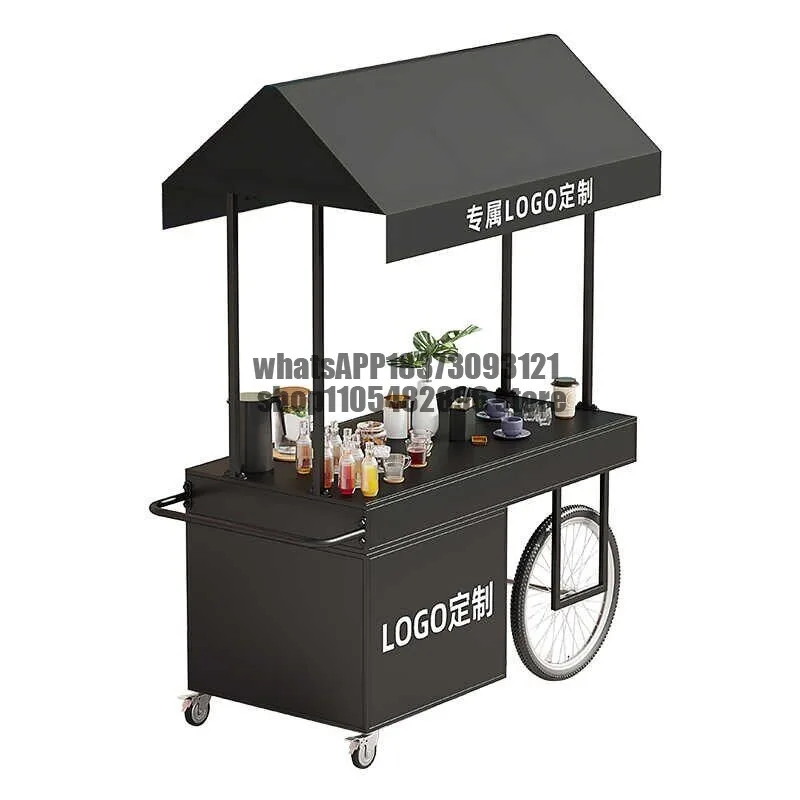 European mobile wrought iron flower cart stall night market snacks outdoor trolley shopping mall trolley stall