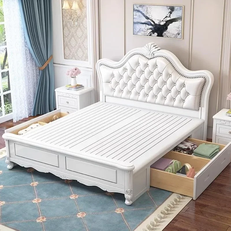 Headboard Modern Bed Frame Storage Space Adults Platform Twin Bed Frame King Size Bedroom Muebles De Dormitorio Home Furniture