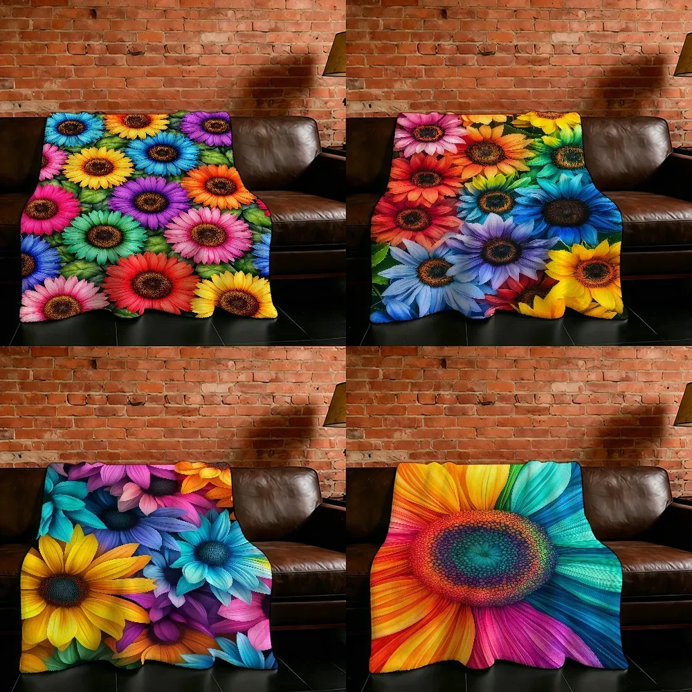 Colorful Sunflower Blanket Flannel Warm Soft Throw Blanket For Room Sofa Childish Birthday Gifts
