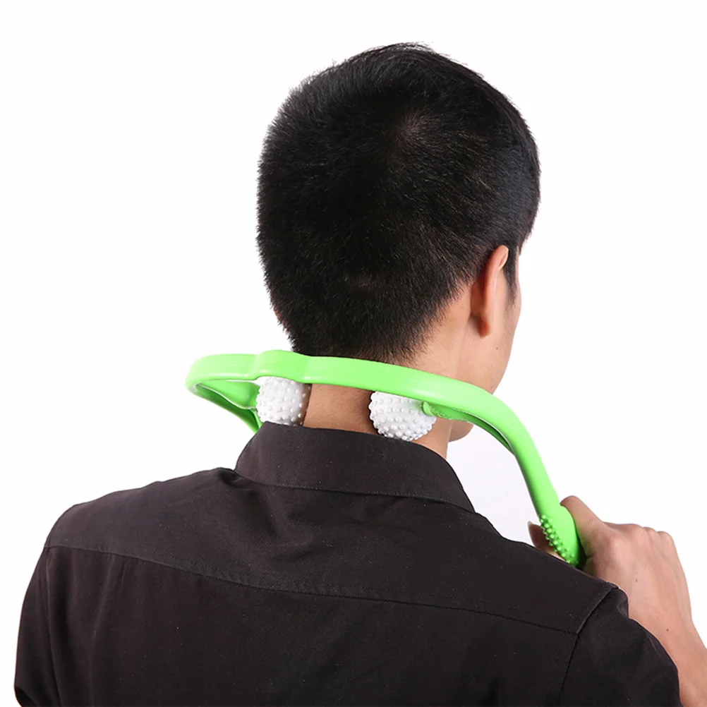 

1Pcs Cervical Massager Neck Shoulder Muscle Relaxation Ergonomic Design Portable Relief Manual Massage Ball Green