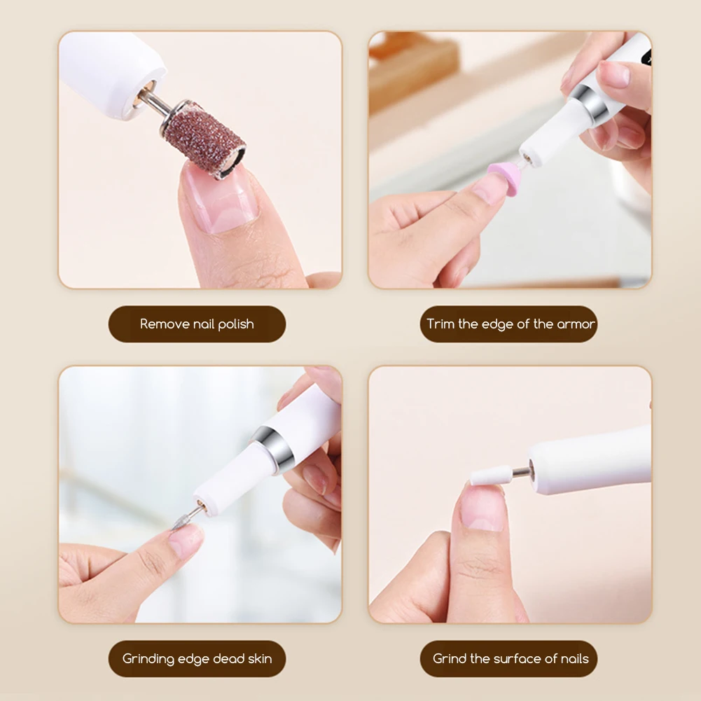 Profesjonalna akumulatorowa wiertarka do paznokci do użytku domowego paznokcie akrylowe 35000 obr./min elektryczny zestaw wierteł do paznokci do Manicure Pedicure