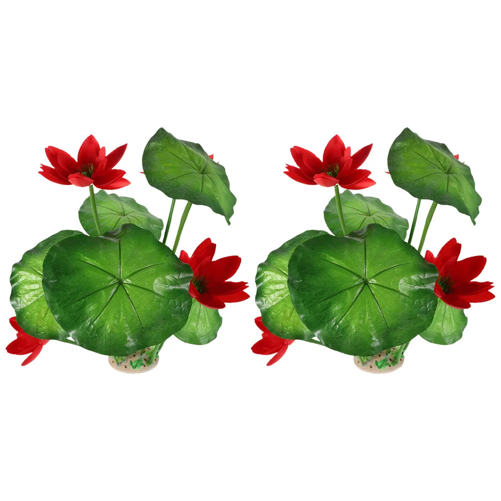 

2Pcs Realistic Aquarium Plants Sturdy Plastic Fish Tank Decorations Easy to Clean Multiple Combinations Green Stems