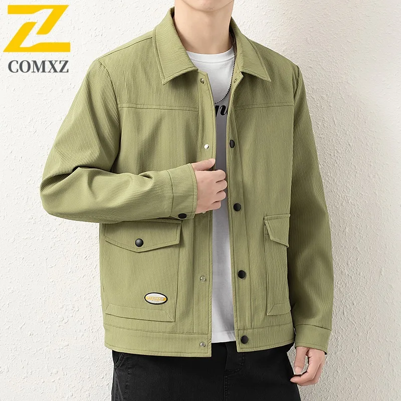 

COMXZ 2025 мужские куртки больших размеров, осенняя высокая мода, минималистичная ветрозащитная верхняя одежда для путешествий и кемпинга, модное повседневное деловое пальто