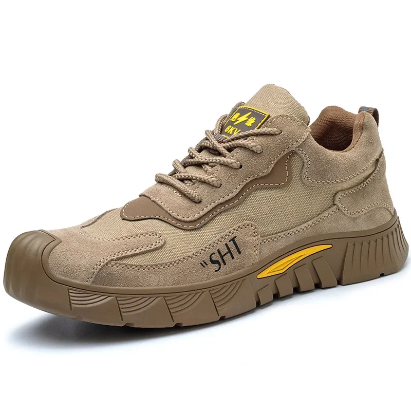 Labor Insurance Shoes Men's Anti-smashing  Anti-piercing Strip Steel Bag Head Breathable Construction Site Work Shoes Non-slip