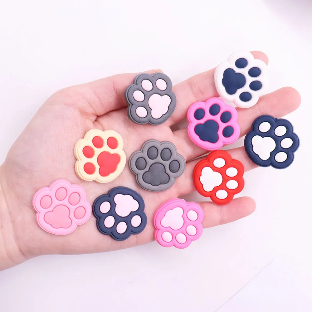 New 1pcs PVC Cute Cartoon Shoe Charms Fit Wristbands Kawaii Colorful Animal Footprints Hole Slipper Decoration Shoe Accessories