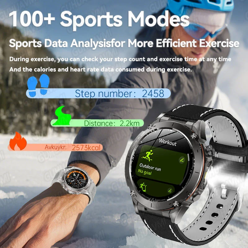 Para huawei novo relógio inteligente ao ar livre 1.43 display amoled bússola ao ar livre agps chamada bluetooth 10atm swim relógio inteligente 2025