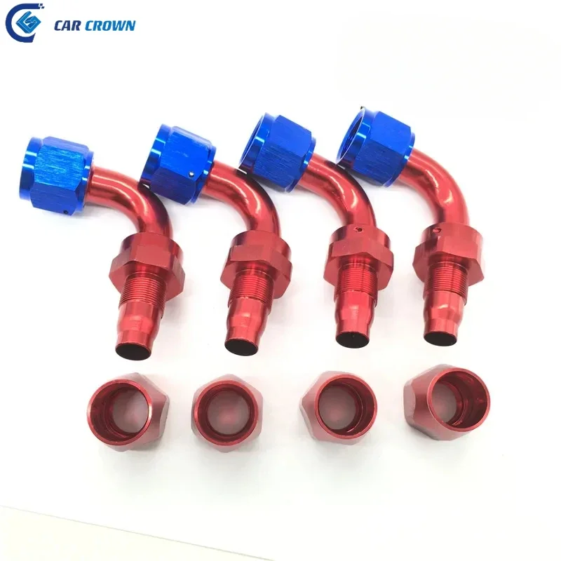 Aluminium AN Fittings Adapter Oil Fuel Reusable Fitting Hose End 90 Degree AN4/6/8/10 Fuel/Swivel Hose