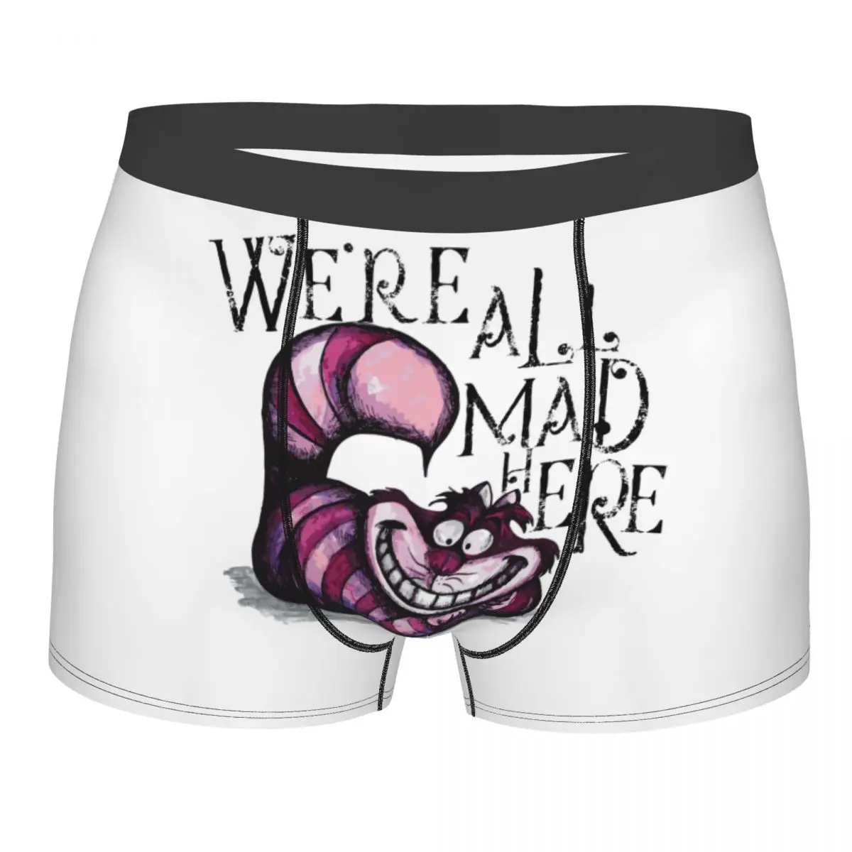 

Мужское нижнее белье с изображением Чеширского кота из Страны чудес, сексуальные трусы-боксеры с принтом на заказ