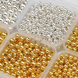 1 Box 2/3/4/5/6/8mm Golden Silvery Metal Round Spacer Loose Iron Beads For Jewelry Making Bracelets Necklaces DIY Accessories