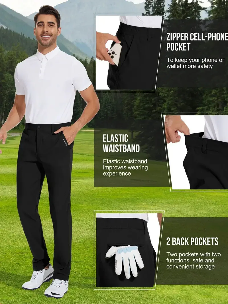 Golf summer sports pants men\'s breathable high elasticity outdoor slim fit