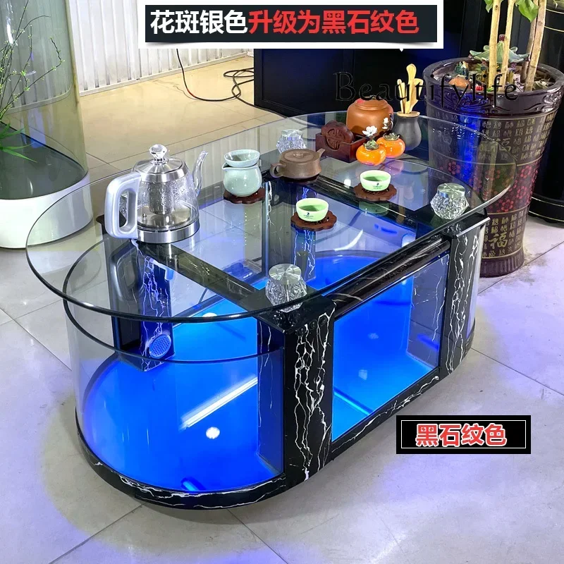 Large ecological coffee table fish tank living room aquarium glass household desktop turtle tank TV cabinet