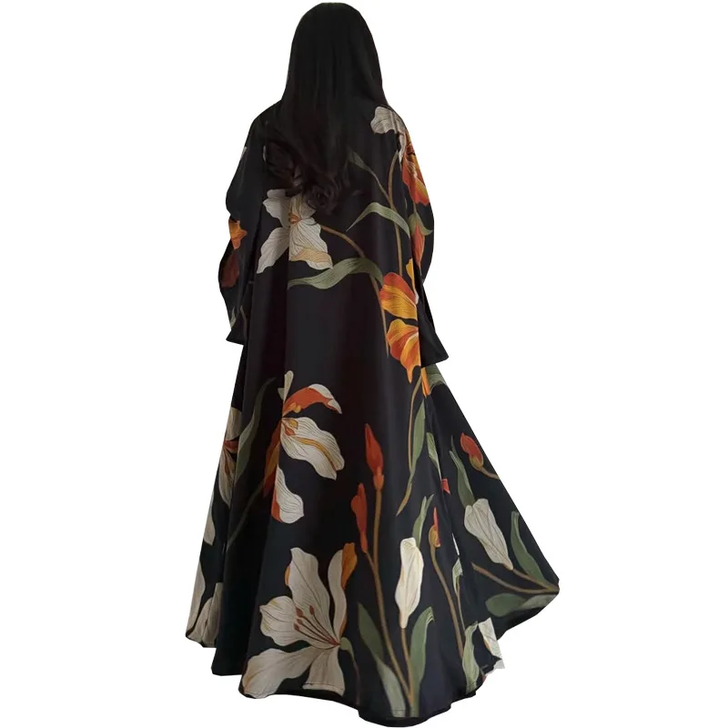 무슬림 프린트 가디건 재킷 패셔너블 아바야 로브 헤드스카프 포함 중동 두바이 해외 무역 Cw61201