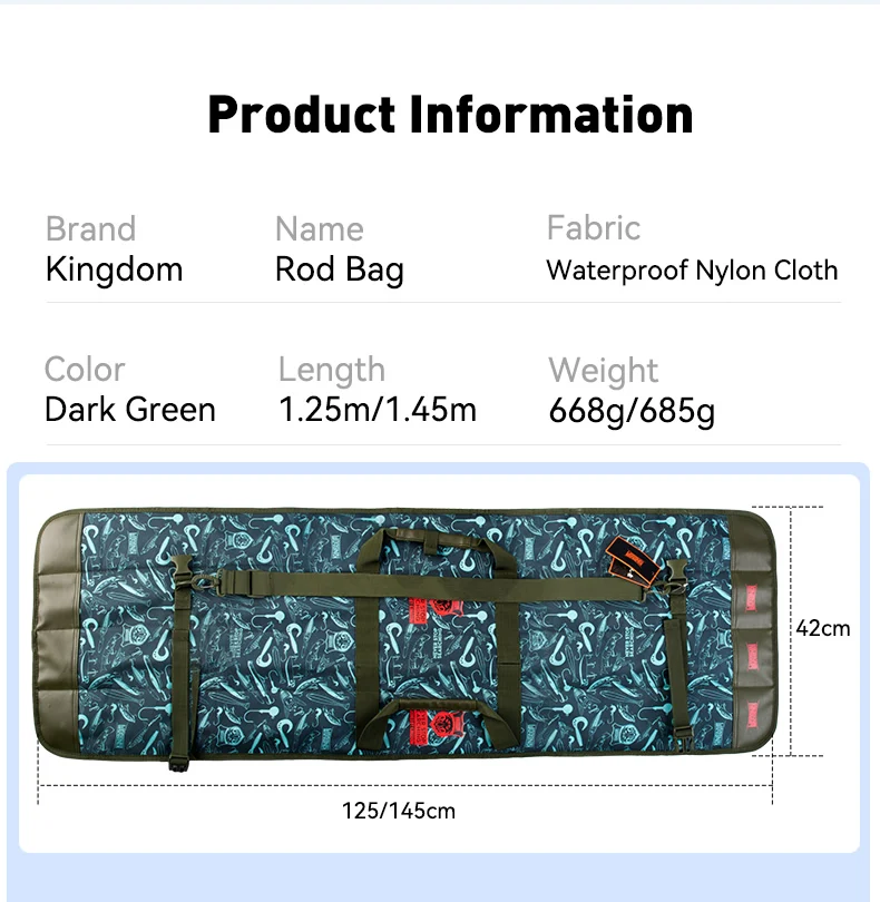 KINGDOM Tragbare Faltbare Angelruten-Tasche Wasserdichter Ruten-Aufbewahrungskoffer Mehrfache Tragemöglichkeiten Umhängetasche Angelzubehör-Organizer – Detail 9