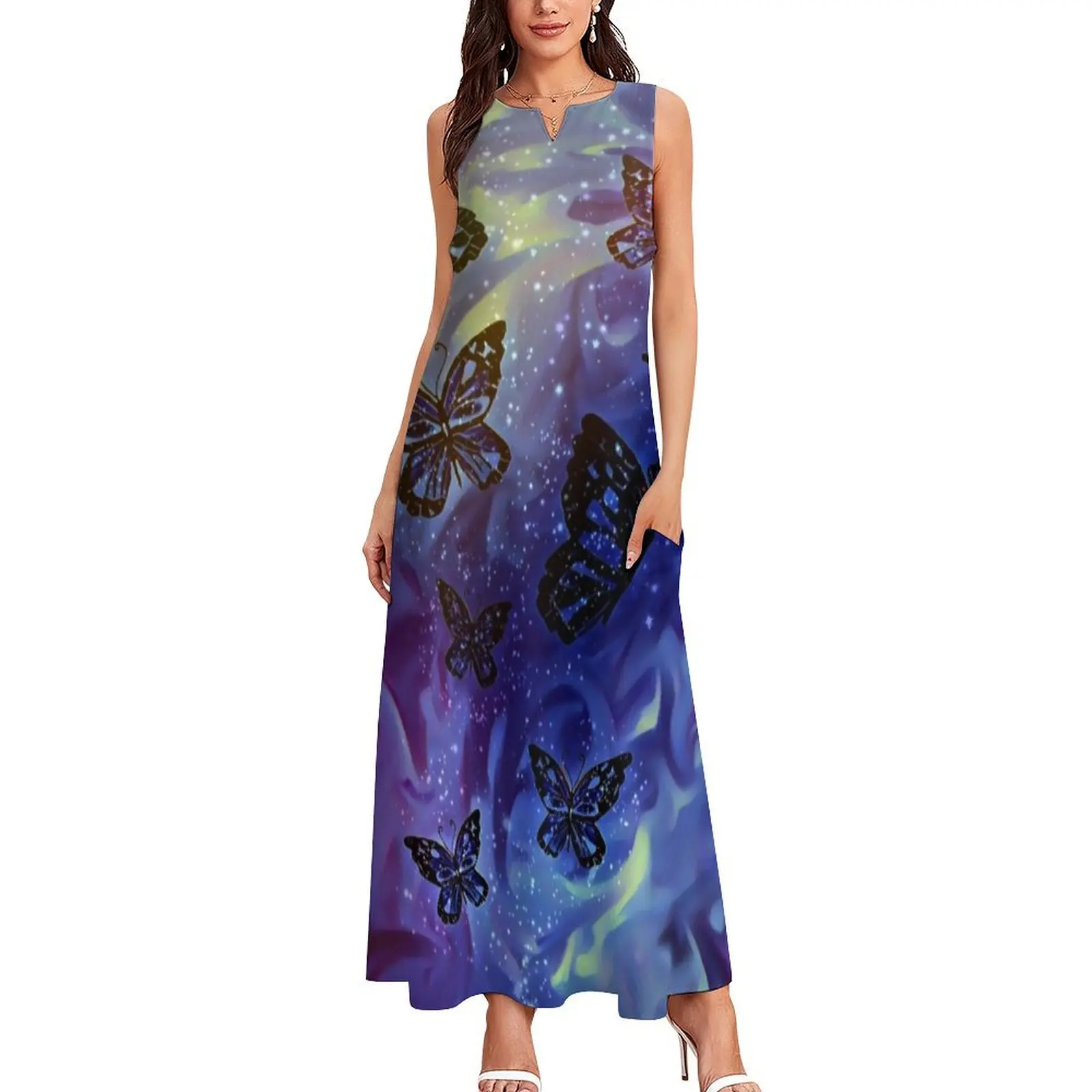 Magic Butterfly Galaxy (Night) Long Dress Beachwear womens dress Woman