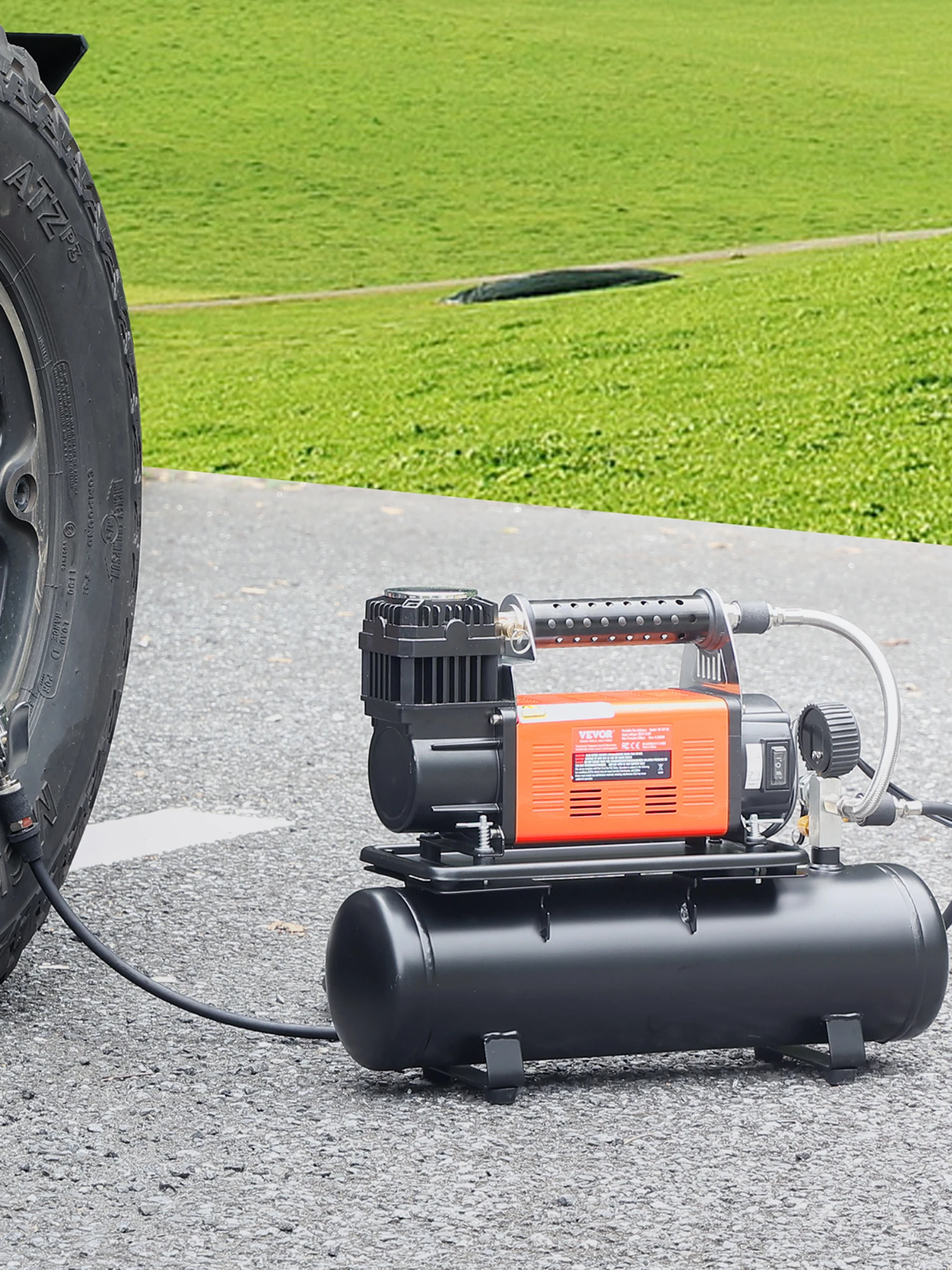 SucceBuy 12V zware luchtcompressor met draagbare bandenpomp Offroad luchtcompressor Digitale manometer Bandenpomp - afbeelding 2