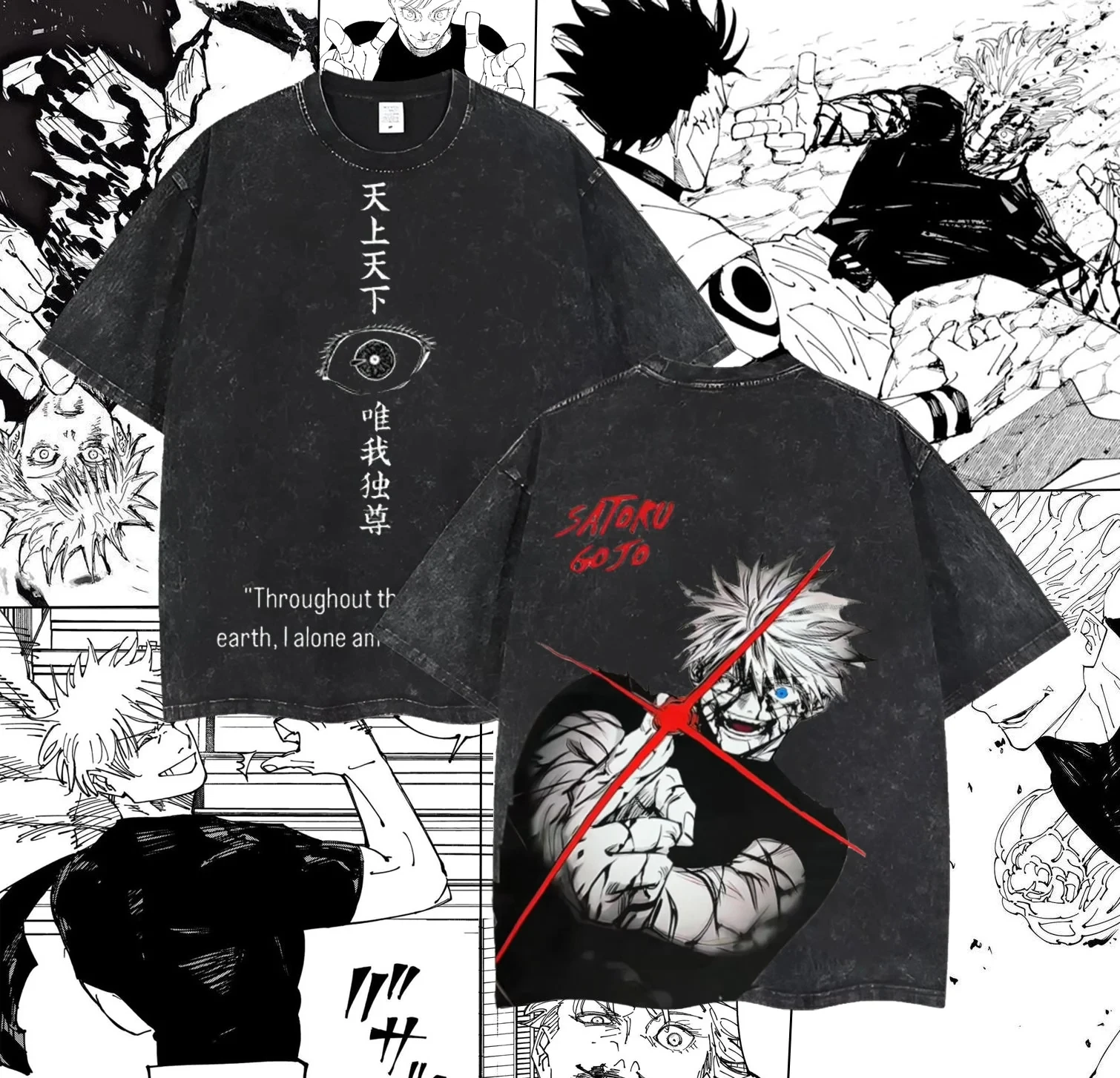 Camiseta de algodón vintage lavado de One Piece, Cuatro Emperadores, Luffy Gear 5, Shanks, Barba Negra, para hombre y mujer, talla grande, verano 2026