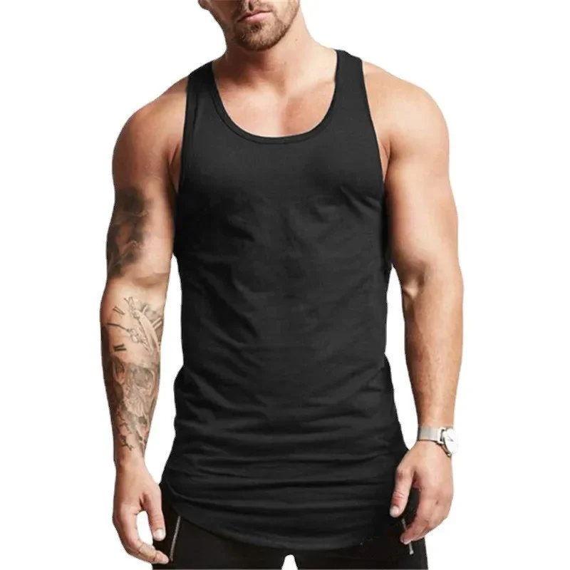 Gym Sleeveless Shirt Cotton Fitness Tank Top Mens Summer Bodybuilding Stringer Clothing Sportwear Workout Vests Muscle Tanktop