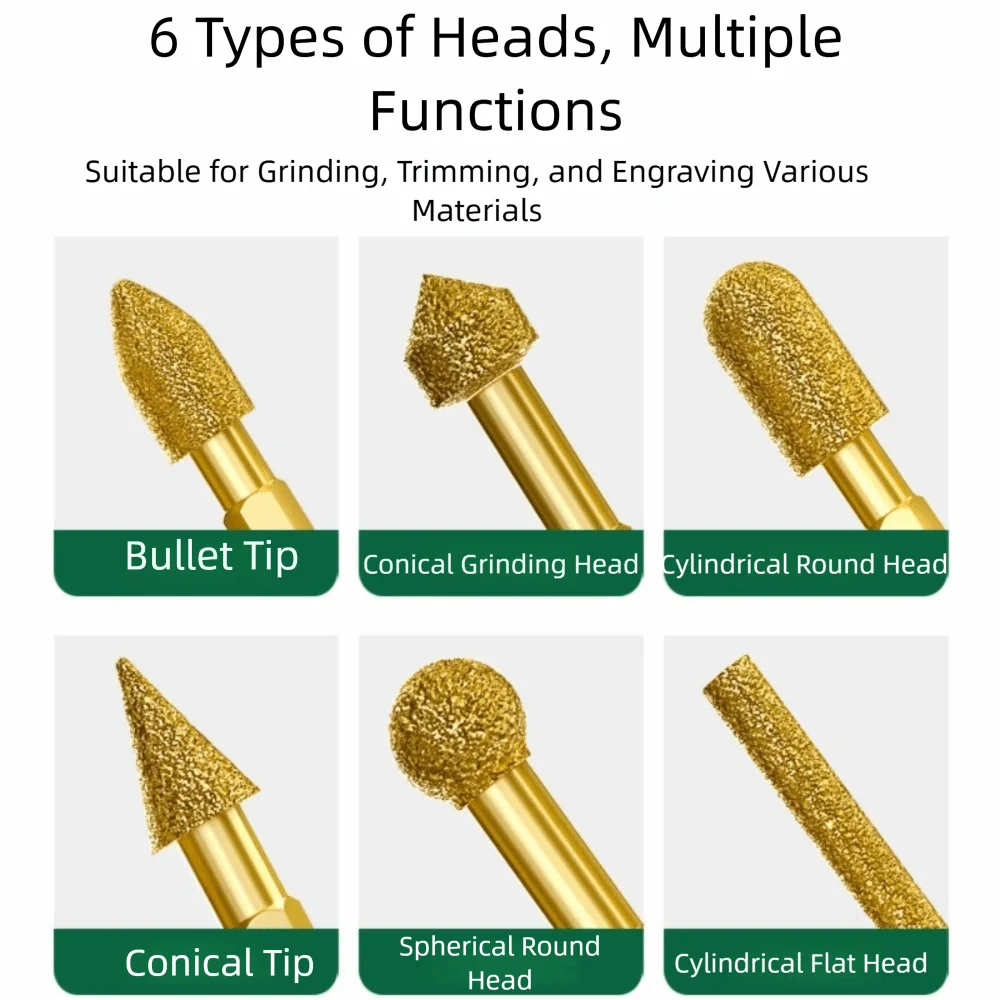 Hexagonal Shank Adamas Coated Rotary Burrs Efficient Abrasive Tool Sturdy Tool Adamas Rotary Tool Set Fine Detailing