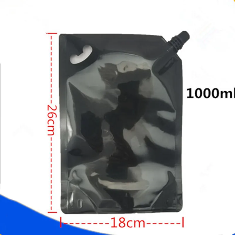 10pcs 500/1000ml Black Plastic Drink Packaging Bag Spout Pouch For Beverage Liquid Juice Milk Coffee Camping Outdoor Storage