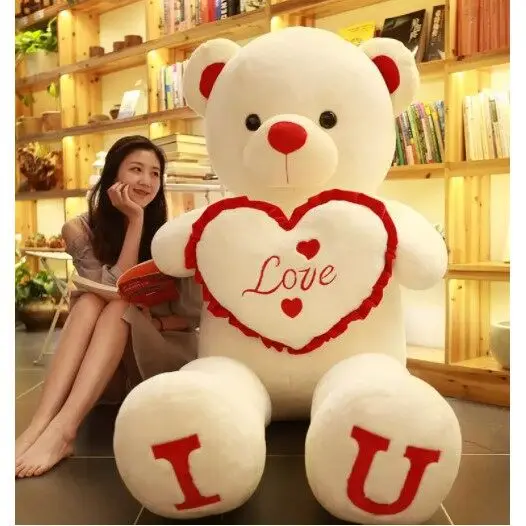 80 100 cm große ICH LIEBE DICH Bär Herz Plüsch Spielzeug Schöne Gefüllte Weiche Kissen Puppe Kinder Spielzeug Geburtstag Freundin Valentinstag geschenk