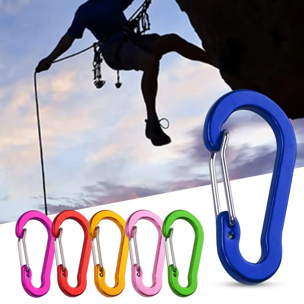 6Pcs Climbing Buckles Rustproof Smooth Edge Anti Fade Gourd Shape Aluminum High Hardness Bright Color Carabiners for Travel