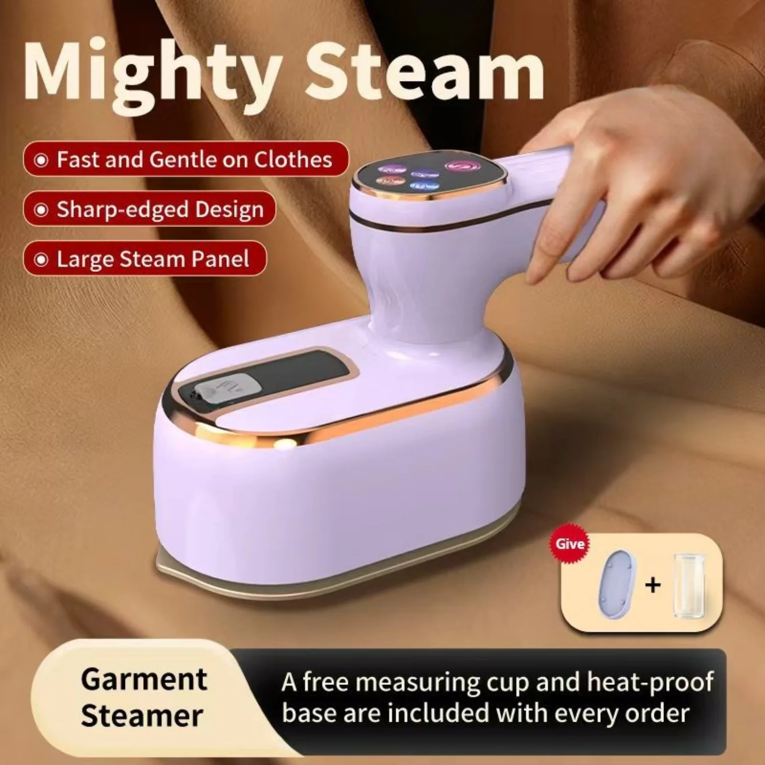 2-in-1 Portable Steam Iron 1000W Electric Dry Iron with 3-Level Steam And Dry Heat Modes Wrinkle Remover 360° Rotary Iron for Cl