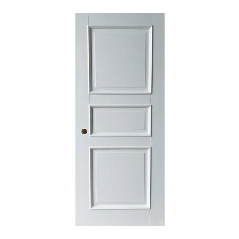 30 x 80 Inch  3-Panel Unequal Shaker White Primed Solid Core Wood Single Prehung Interior Door For Sale