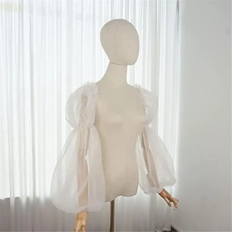 e56a الزفاف الشفافة غطاء ذراع الأكمام للعروس tulle tulle للعب ملابس الزفاف الأكمام الزفاف