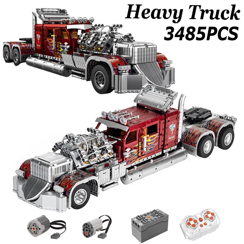 3485 قطعة MOC التقنية RC Thor 24 شاحنة ثقيلة اللبنات اللبنات تجميع سيارة الطوب نموذج لعب للبنين مجموعات هدايا #1