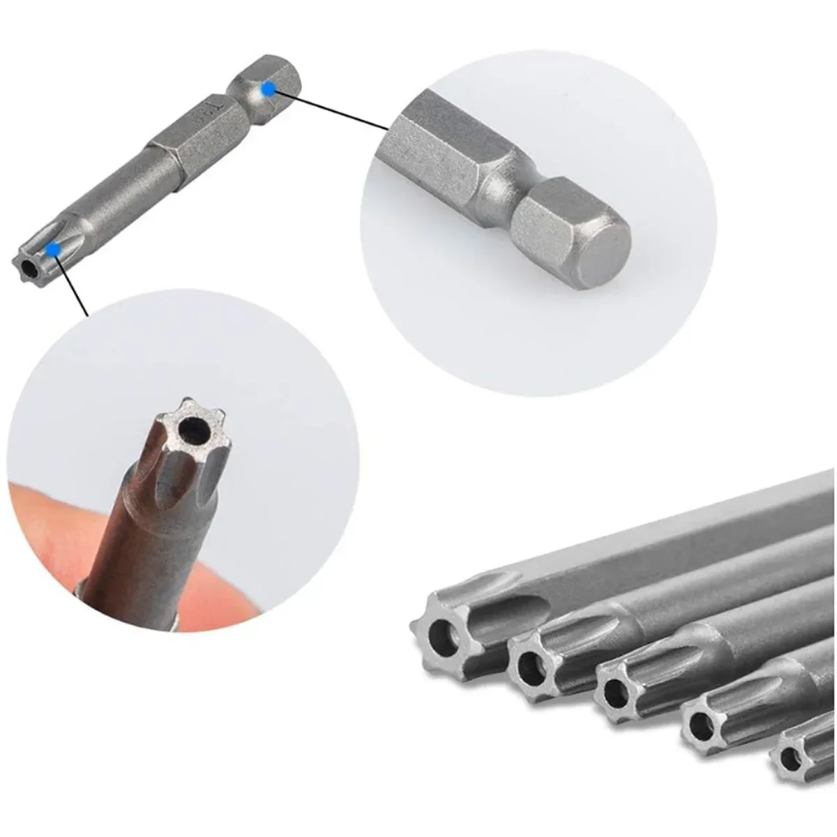 Imagem -02 - Magnetic Torx Chave de Fenda Bits Grupo Chave de Fenda Elétrica Cabeça T6t7t8t9t10t15t20t25t27t30t40 100 mm 11 Pcs
