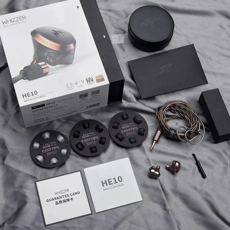 سماعة ستيريو HiFi مطلية بالفضة من ويززر كيلين ، HE10 ، أنبوب نانوي كربوني ، سائق غشاء ديناميكي ، 5N ، كابل OFC ،