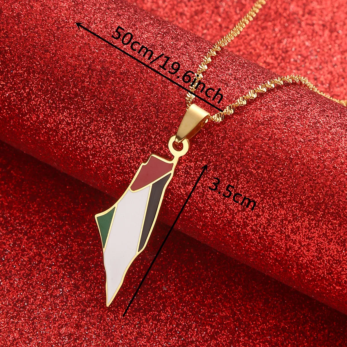Stainless Steel Israel Palestine Map Flag Pendant Necklaces For Women Gifts Silver Gold Color Jewelry