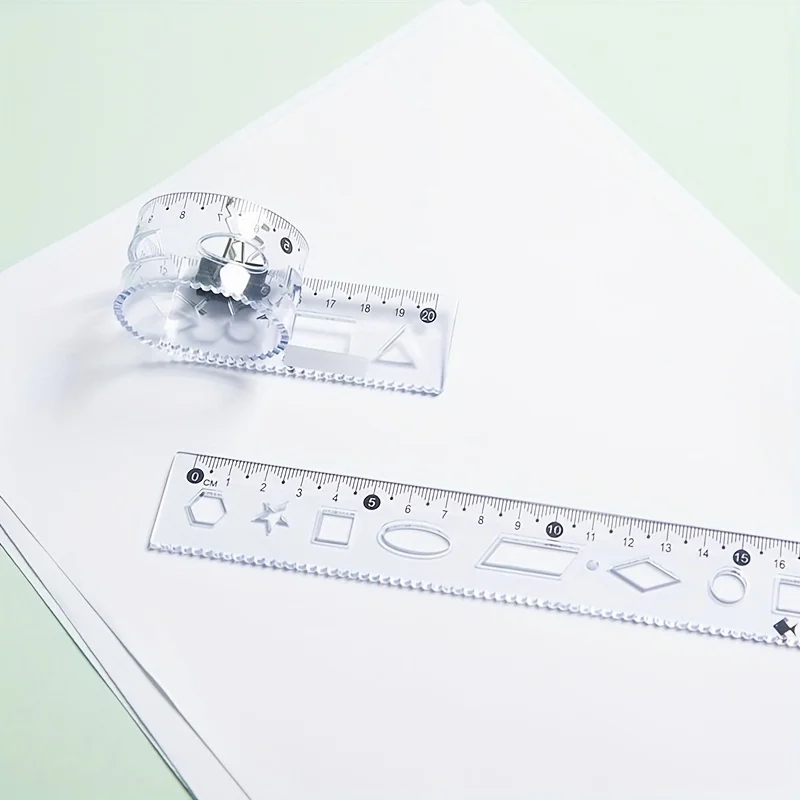 Régua macia de 7,87 polegadas para pintura de formas geométricas, régua de grade com linhas onduladas, não é fácil de quebrar, régua macia transparente colorida