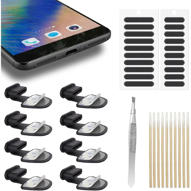 

Silicone Type-C Anti Dust Plugs, Anti-lost Port Cover Caps with Speaker Mesh, Fit for iPhone 15 16 17 USB C Charging Port