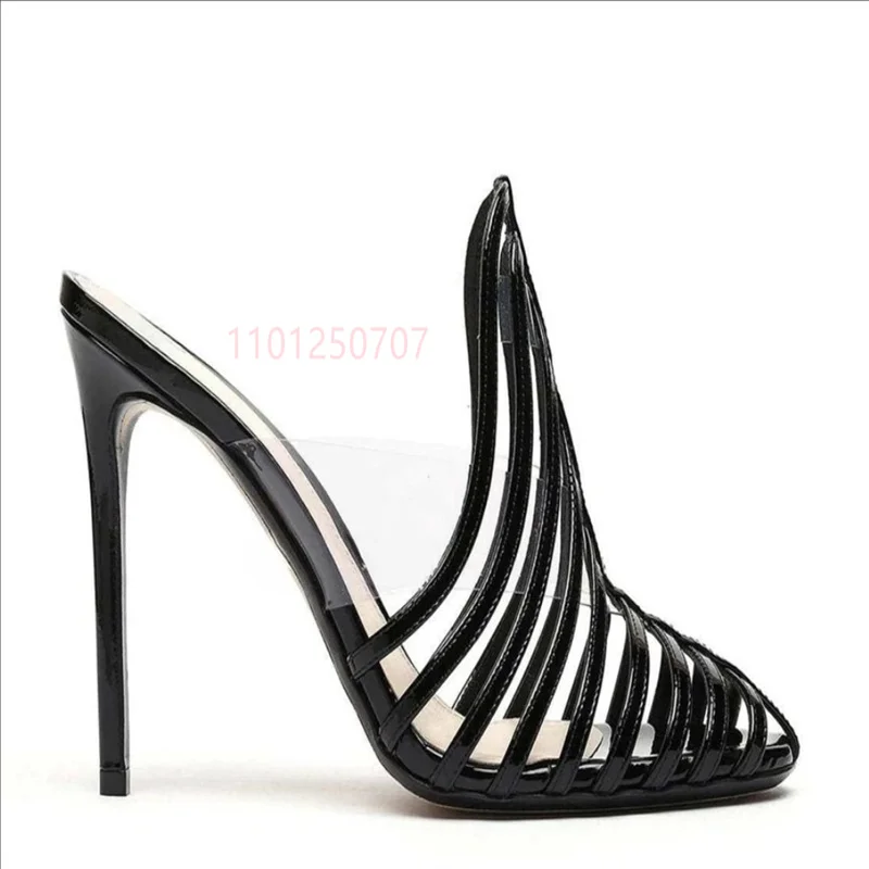 النمط الروماني جولة تو جوفاء الصيف النساء النعال خنجر عالية الكعب عادية أنيقة خنجر تنفس تصميم جوفاء الإناث P