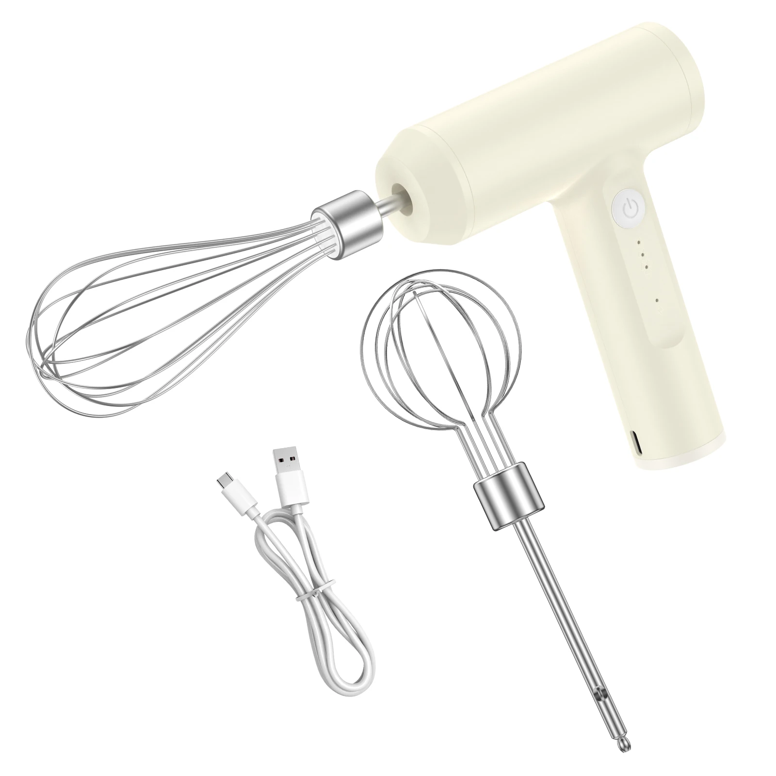 Electric Hand Mixer Cordless Electric Whisk 2000mAh USB Rechargeable Handheld Egg Beater with 3 Speeds Portable Small Egg Mixer