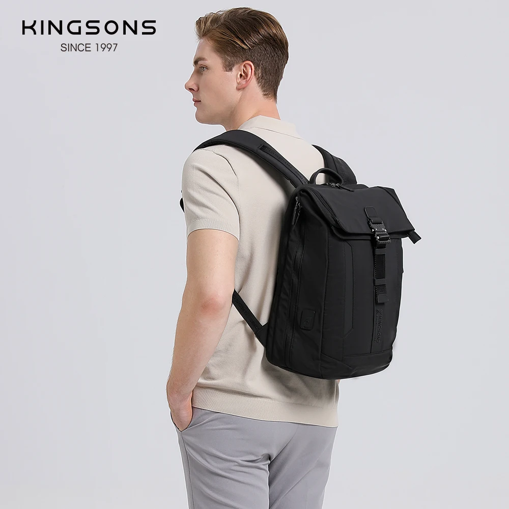 Kingsons Urban Style Backpack For Men 15.6 inch Laptop Business Travel Backpack With Usb Charging Port Waterproof Wear-resistant