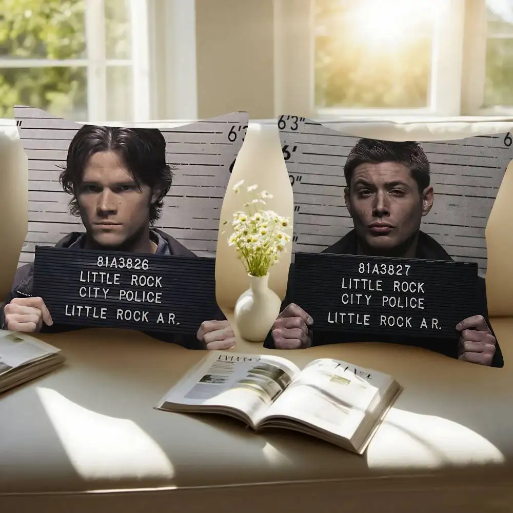 TV Series Supernatural Double-sided Printed pillow cover Short plush Suitable living rooms bedrooms sofas throw cushion cover