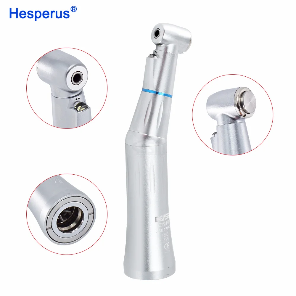 Den tal Push Button Contra Angle 1:1 Low Speed Blue ring Handpiece LED E-generator Inner water spray for 2.35 burs