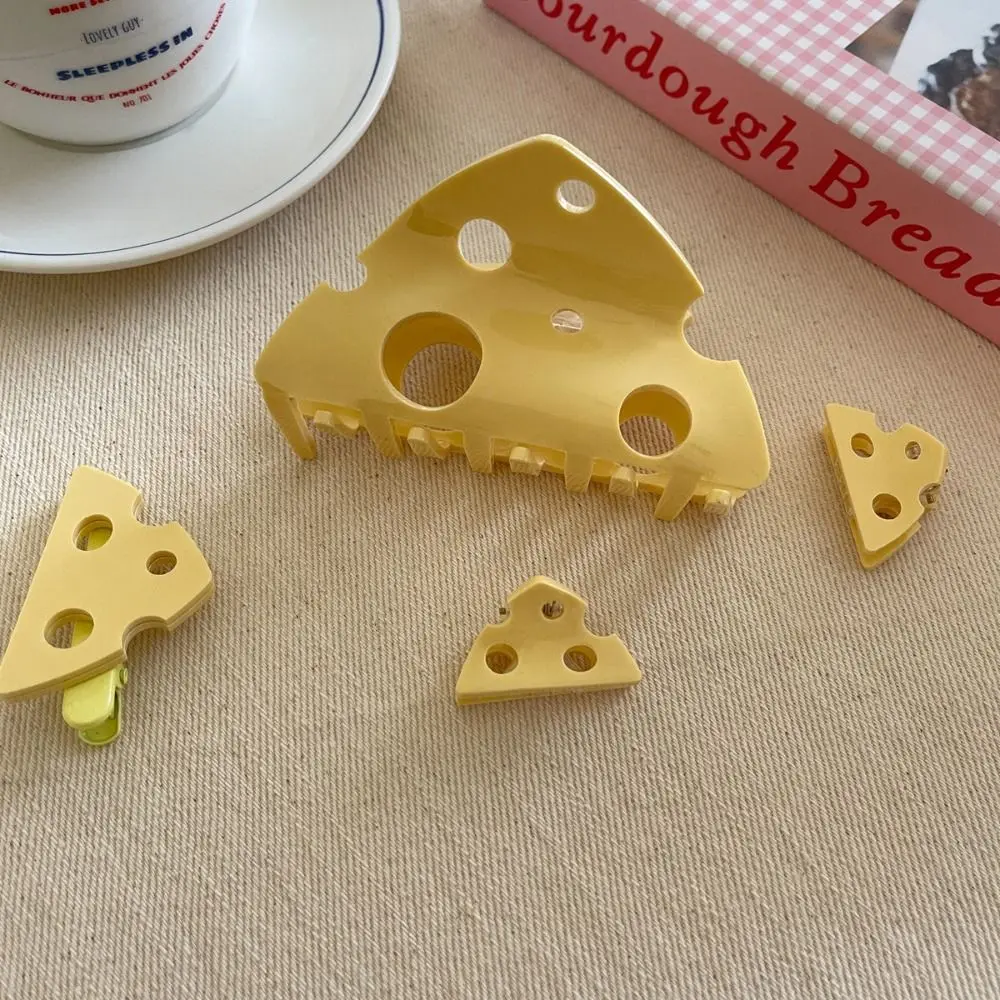 Funny Plastic Cheese Grab Clip Yellow Headdress Hollow Hairpins Triangle Small Cheese Hair Claw Girls